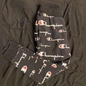Black Champion Monogram Sweatpants
